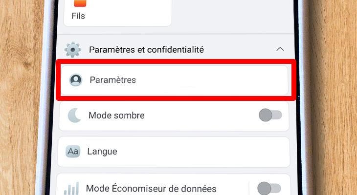 Les paramètres facebook de l’application facebook lite