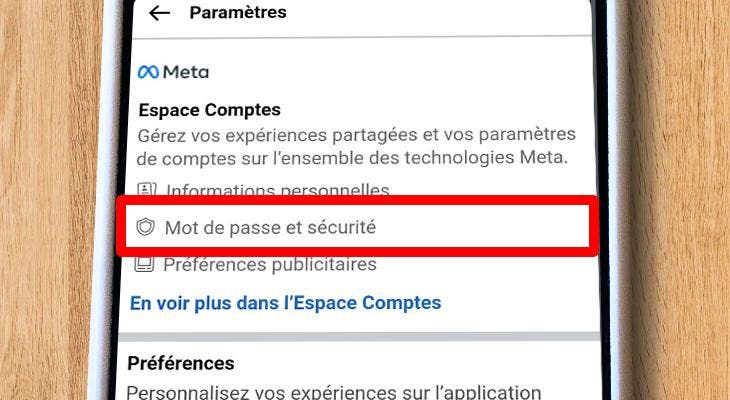 L’onglet mot de passe et sécurité dans l’espace compte
