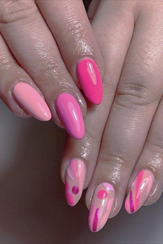 Ongles de printemps rose vif2