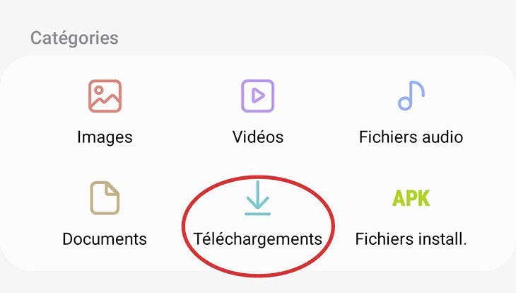 Onglet « téléchargement » sur android 