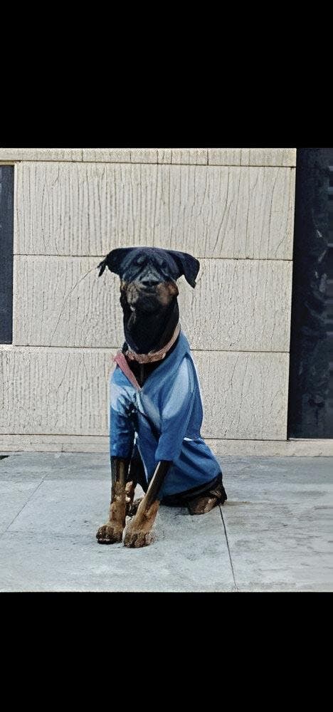 Un chien portant un t-shirt