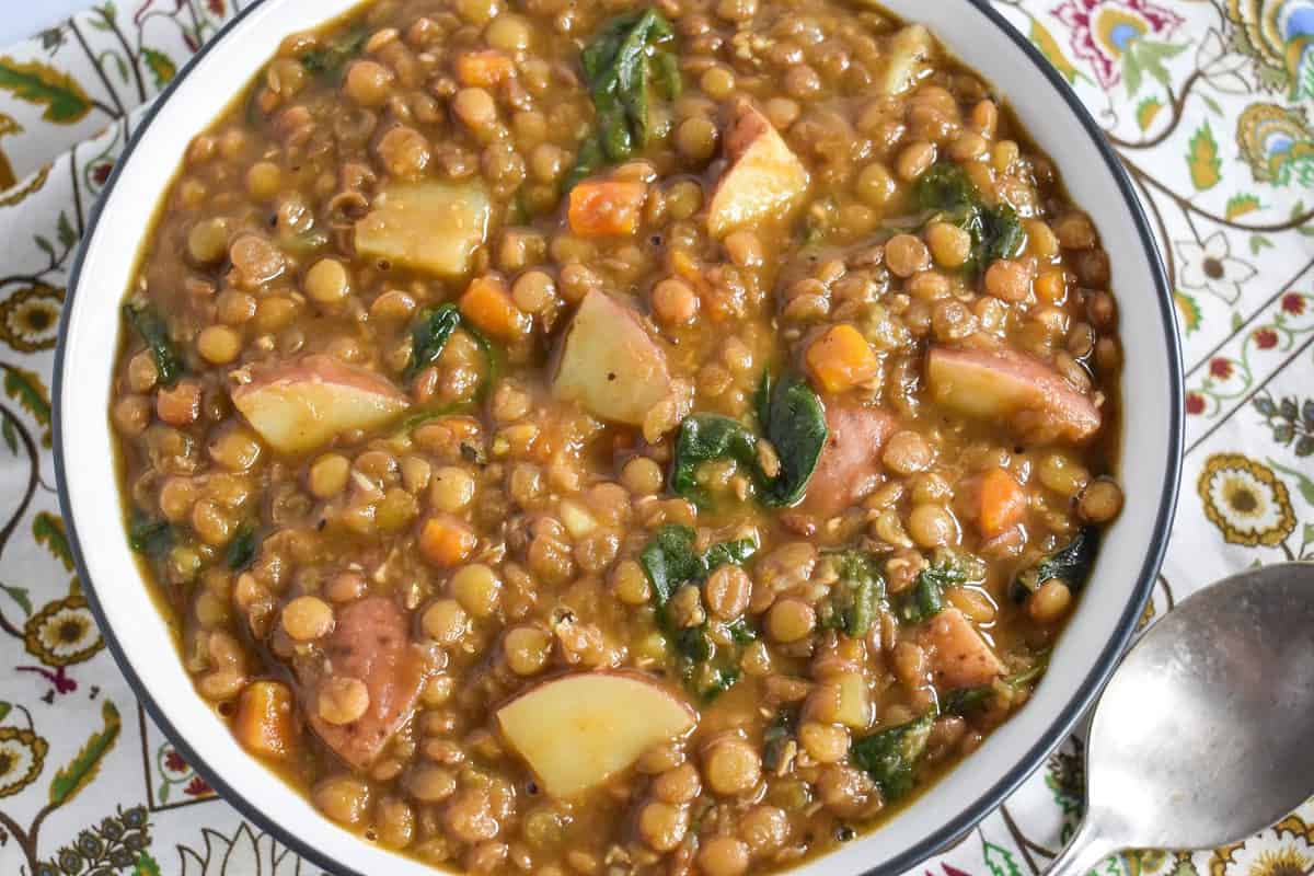 soupe pomme de terre lentilles